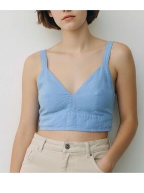 Light Blue Linen Abercrombie and Fitch Top